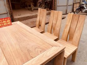 Bộ bàn ghế ăn mới gỗ gõ đỏ hoàn thiện mộc (Chị Quỳnh, Bắc Ninh) 13 bàn ghế ăn gỗ gõ cao cấp 6 ghế