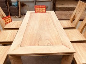 Bộ bàn ghế ăn mới gỗ gõ đỏ hoàn thiện mộc (Chị Quỳnh, Bắc Ninh) 14 mặt bàn ăn khung tranh gỗ gõ