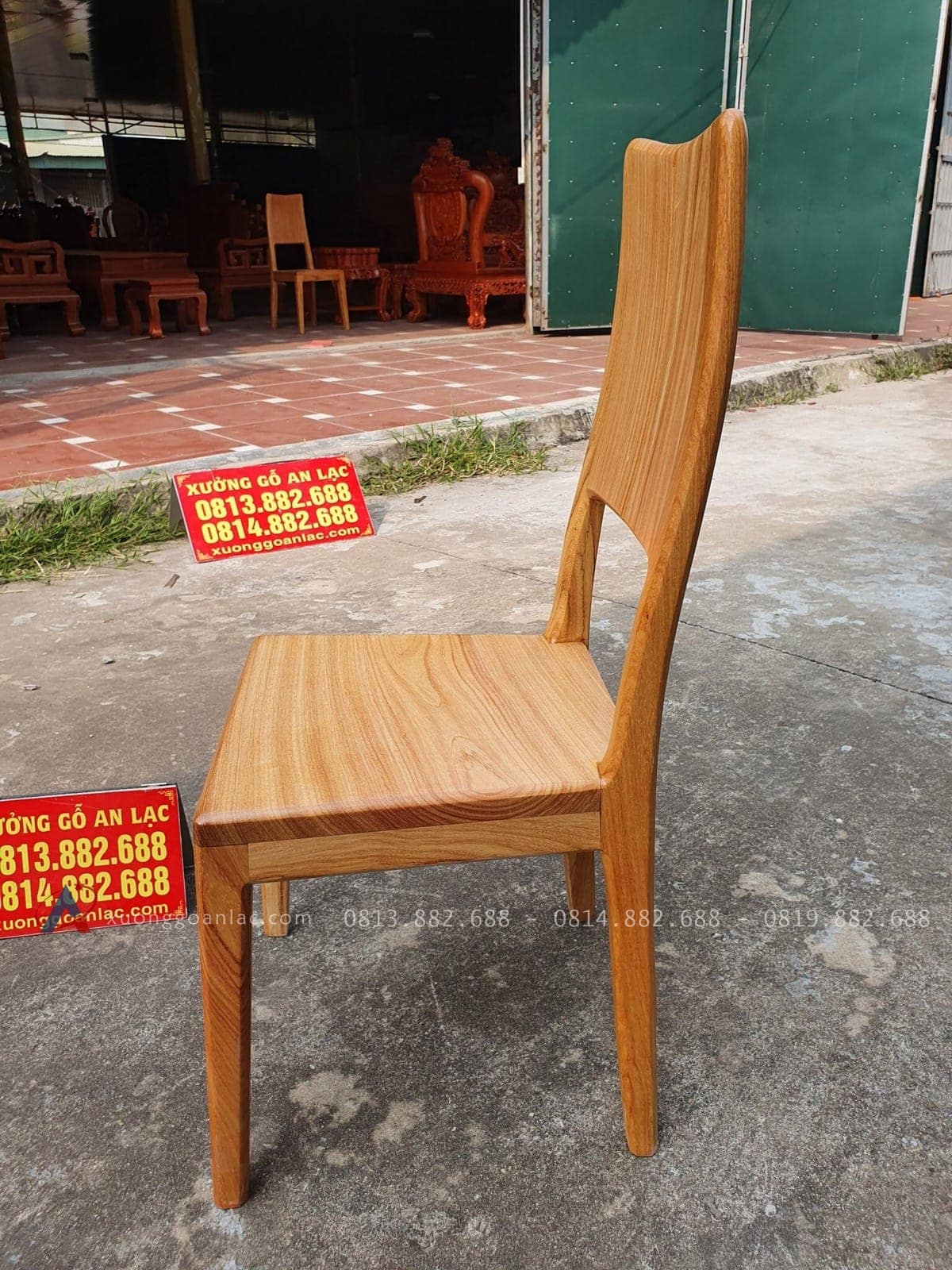 Mẫu ghế ăn hiện đại gỗ gõ đỏ 22 ghế ăn mặt ván tràn liền tấm