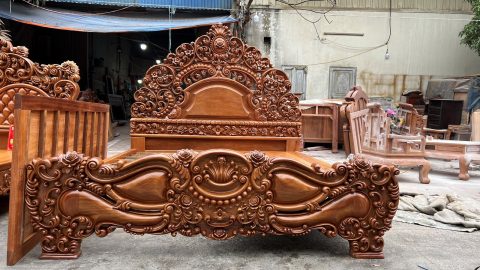 giường ngủ nữ hoàng gỗ gõ đỏ