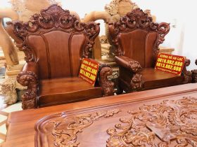 Siêu phẩm bàn ghế hoàng gia nguyên khối 10 món gỗ gõ đỏ (Anh Trương, Hải Phòng) 27 Bộ đôi ghế đơn louis hoàng gia
