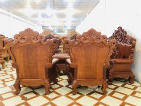Siêu phẩm bàn ghế hoàng gia nguyên khối 10 món gỗ gõ đỏ (Anh Trương, Hải Phòng) 18 bàn ghế phòng khách gỗ gõ đỏ
