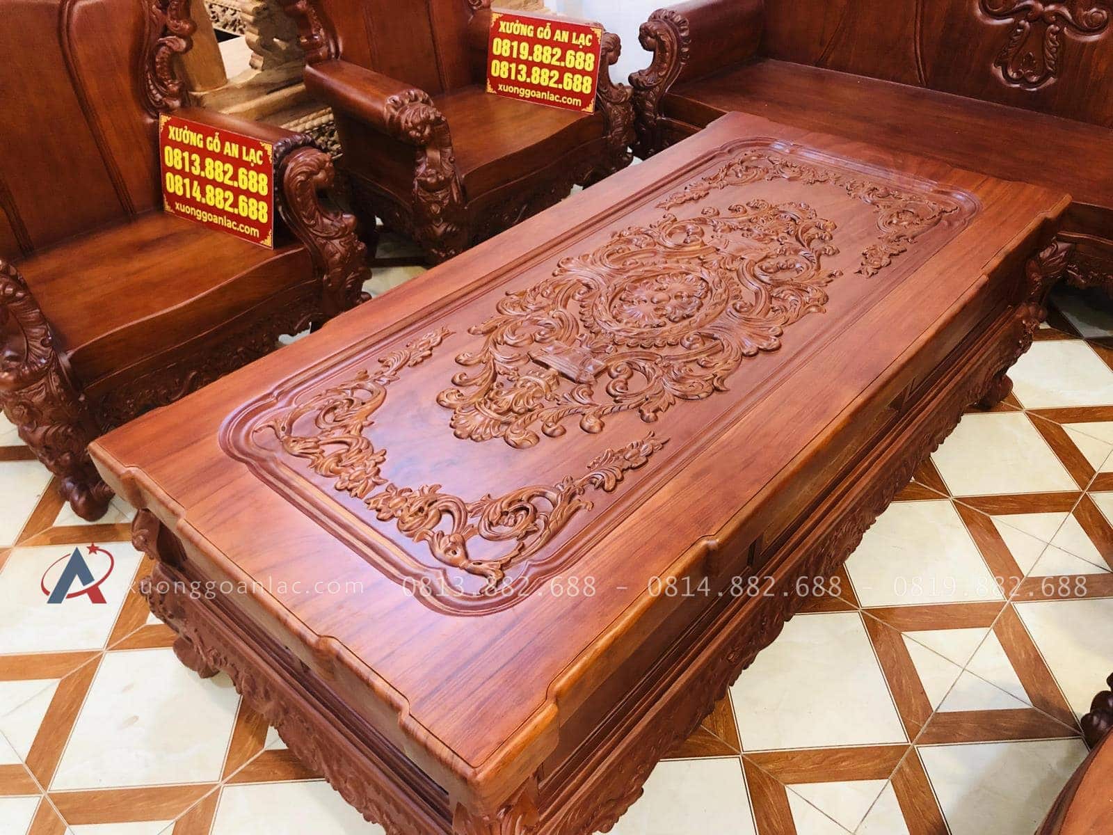 Siêu phẩm bàn ghế hoàng gia nguyên khối 10 món gỗ gõ đỏ (Anh Trương, Hải Phòng) 35 bàn trà hoàng gia nguyên khối