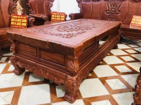 Siêu phẩm bàn ghế hoàng gia nguyên khối 10 món gỗ gõ đỏ (Anh Trương, Hải Phòng) 21 thân bàn có tích hợp ngăn kéo nhỏ để đồ