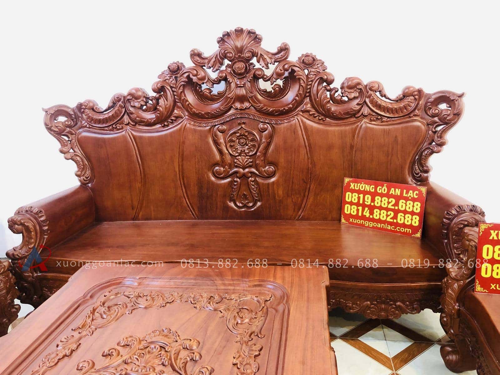 Siêu phẩm bàn ghế hoàng gia nguyên khối 10 món gỗ gõ đỏ (Anh Trương, Hải Phòng) 39 đoản dài louis hoàng gia