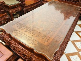 mẫu bàn trà rồng đỉnh đục họa tiết tinh xảo