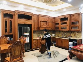 Nội thất phòng bếp 14 tủ bếp gỗ gõ đỏ siêu vip