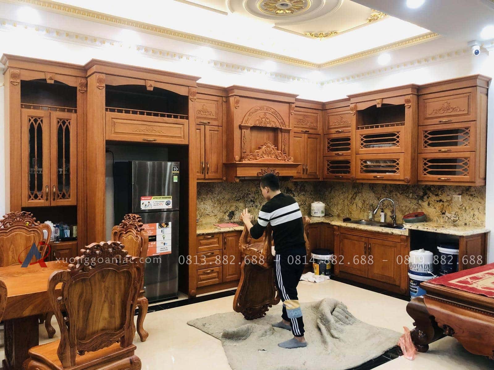 Bàn giao tủ bếp gỗ gõ đỏ siêu vip cho anh Bình - Đông Anh, Hà Nội 20 tủ bếp gỗ gõ đỏ siêu vip