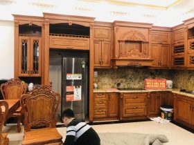 Bàn giao tủ bếp gỗ gõ đỏ siêu vip cho anh Bình - Đông Anh, Hà Nội 13 mẫu tủ bếp gỗ gõ đỏ hàng vip