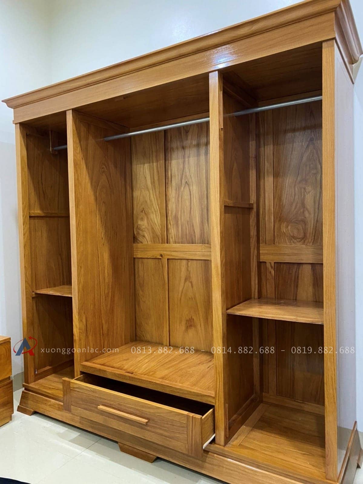 Tủ quần áo gỗ gõ đỏ hàng trơn 210cm x 217cm x 62cm 18 mẫu tủ quần gỗ gõ đỏ cao cấp