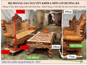 Bản mộc hoàn thiện bộ hoàng gia nguyên khối chân 18 gỗ hương đá của Anh Quang, Mộc Châu 25 KÍCH THƯỚC hoàng gia nguyên khối 6 món hương đá cao cấp