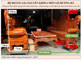 Mẫu bàn ghế hoàng gia nguyên khối 6 món gỗ Hương Đá 19 KÍCH THƯỚC hoàng gia nguyên khối 6 món hương đá hoà thiện