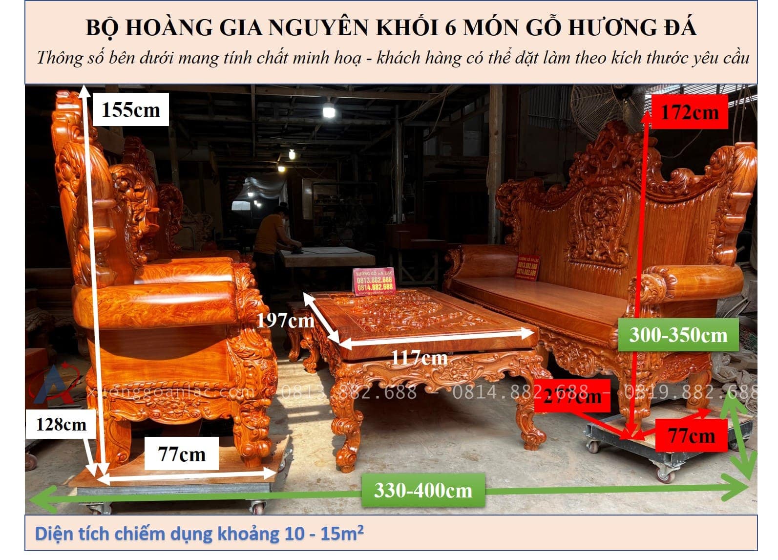 Mẫu bàn ghế hoàng gia nguyên khối 6 món gỗ Hương Đá 37 KÍCH THƯỚC hoàng gia nguyên khối 6 món hương đá hoà thiện