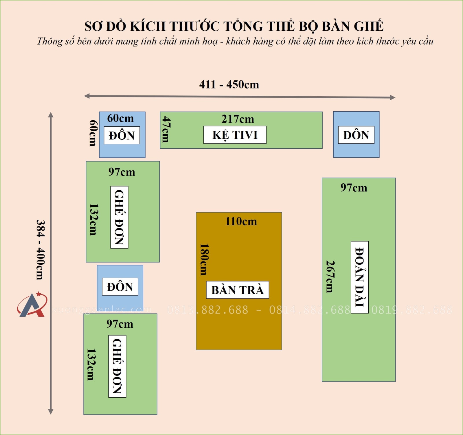 Combo bàn ghế hoàng gia bọc đệm gỗ gõ đỏ và kệ tivi louis hoa hồng (Anh Phú-Phú Thọ) 25 kích thước Hoàng gia bọc đêm da bà cao cấp