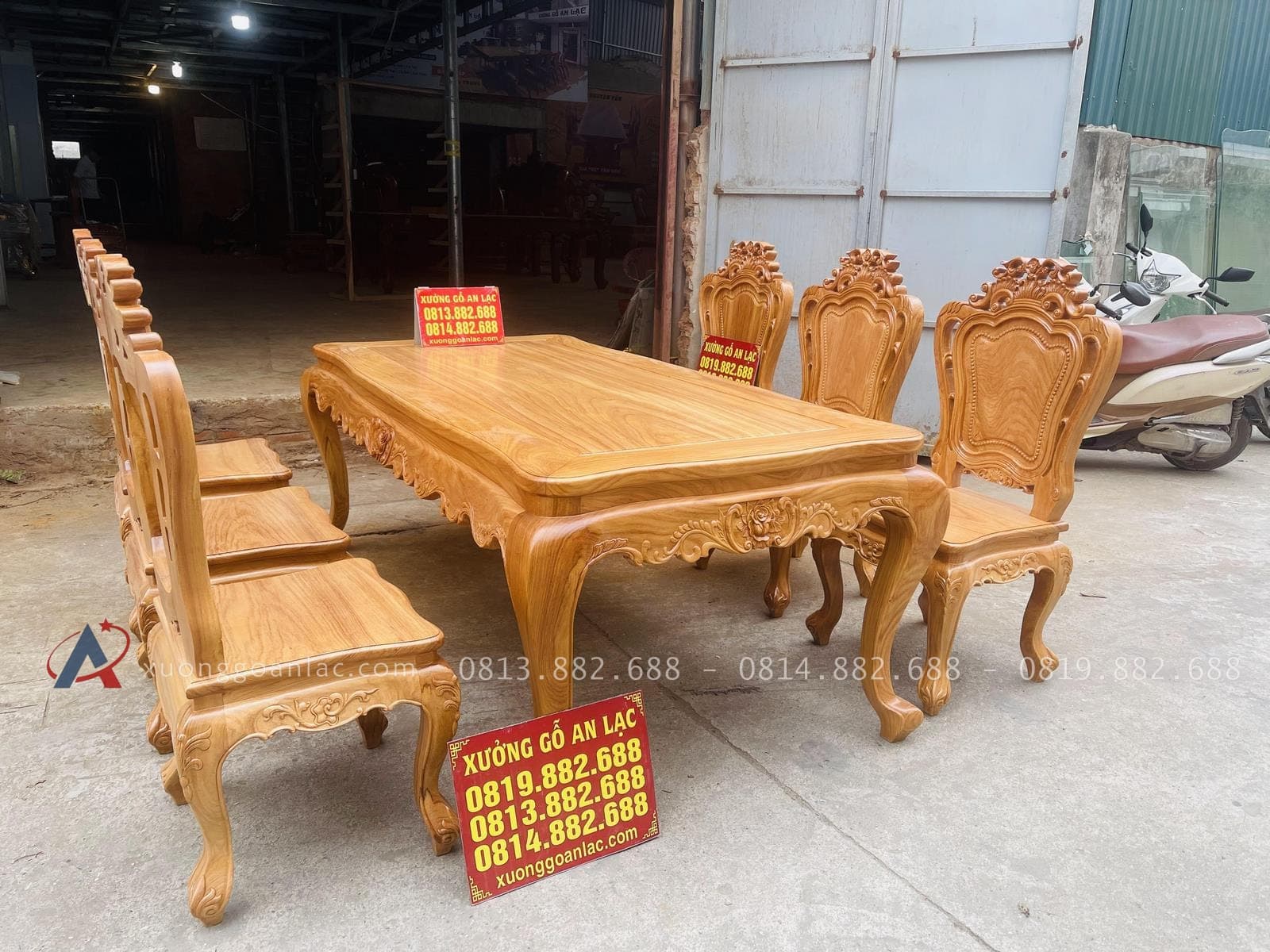 Bộ bàn ăn hoàng gia 6 ghế louis gỗ gõ đỏ (Anh Công, Thanh Hóa) 21 bàn ăn gỗ gõ đỏ