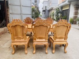 Bộ bàn ăn hoàng gia 6 ghế louis gỗ gõ đỏ (Anh Công, Thanh Hóa) 13 bộ bàn ăn 6 ghế