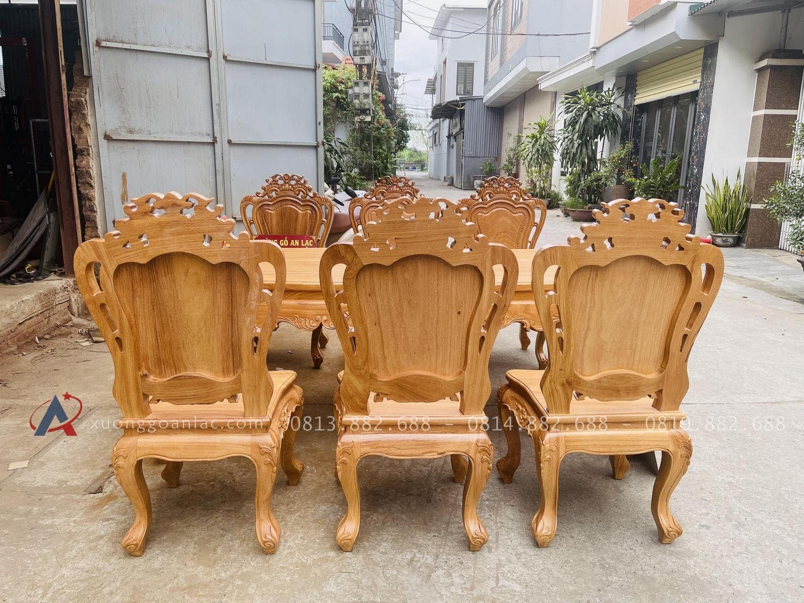 Bộ bàn ăn hoàng gia 6 ghế louis gỗ gõ đỏ (Anh Công, Thanh Hóa) 23 bộ bàn ăn 6 ghế
