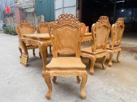Bộ bàn ăn hoàng gia 6 ghế louis gỗ gõ đỏ (Anh Công, Thanh Hóa) 17 mẫu ghế louis hoàng gia không tay