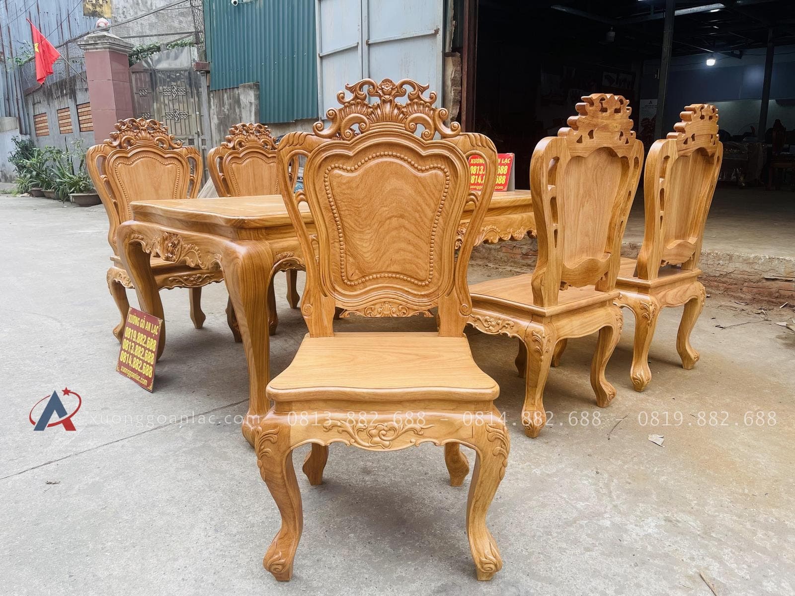 Bộ bàn ăn hoàng gia 6 ghế louis gỗ gõ đỏ (Anh Công, Thanh Hóa) 27 mẫu ghế louis hoàng gia không tay