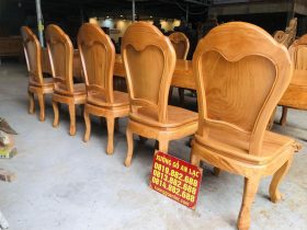 Bộ bàn ăn chân tròn nguyên khối 10 ghế hoa cúc gỗ gõ đỏ hàng vip (Anh Đại, Bắc Giang) 21 bộ bàn ăn 10 ghế hoành tráng