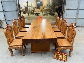Bộ bàn ăn nguyên khối 8 ghế hồng hạt gỗ gõ đỏ siêu vip (Chú Sâm, Hà Nội) 14 bàn ăn nguyên khối ghế hồng hạt