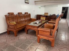 combo bàn ghế Âu Á và kệ tivi gỗ hương đá