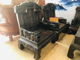 ghế đơn Âu Á chương voi gỗ mun hoa