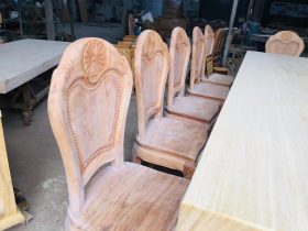 Bản mộc bộ bàn ăn nguyên khối gỗ gõ đỏ 12 ghế hoa sen (Chị Hòa, Thái Bình) 17 12 ghế hoa sen gỗ gõ đỏ