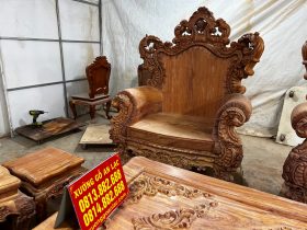 Bản mộc hoàn thiện bộ hoàng gia nguyên khối chân 18 gỗ hương đá của Anh Quang, Mộc Châu 40 ghế đơn louis nguyên khối
