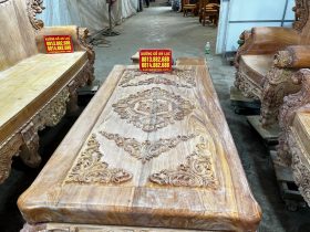 Bản mộc hoàn thiện bộ hoàng gia nguyên khối chân 18 gỗ hương đá của Anh Quang, Mộc Châu 26 bàn trà hoàng gia gỗ hương đá bản mộc