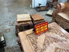 Bản mộc hoàn thiện bộ hoàng gia nguyên khối chân 18 gỗ hương đá của Anh Quang, Mộc Châu 47 đôn kẹp và đôn ngồi louis hoàng gia