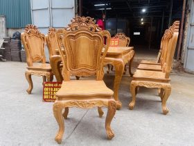 Bộ bàn ăn hoàng gia 8 ghế louis gỗ gõ đỏ (Chị Lâm, Hưng Yên) 15 ghế louis hoàng gia gỗ gõ cao cấp