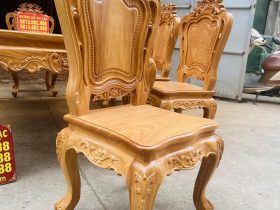 Bộ bàn ăn hoàng gia 8 ghế louis gỗ gõ đỏ (Chị Lâm, Hưng Yên) 17 ghế louis mặt ván tràn