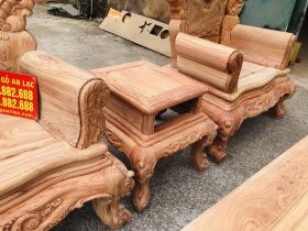 Bản mộc thô bộ hoàng gia 6 món gỗ hương đá cao cấp (Anh Quân, Vũng Tàu) 26 đôn kẹp gỗ hương đá