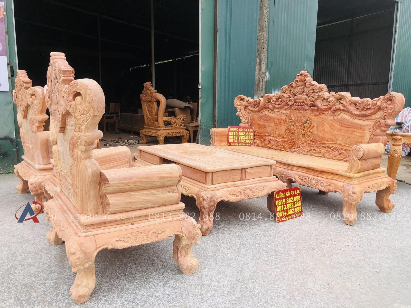 Bản mộc thô bộ hoàng gia 6 món gỗ hương đá cao cấp (Anh Quân, Vũng Tàu) 29 bàn ghế louis hoàng gia 6 món