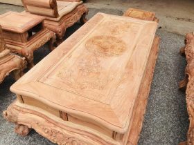 Bản mộc thô bộ hoàng gia 6 món gỗ hương đá cao cấp (Anh Quân, Vũng Tàu) 17 bàn trà hoàng gia gỗ hương đá