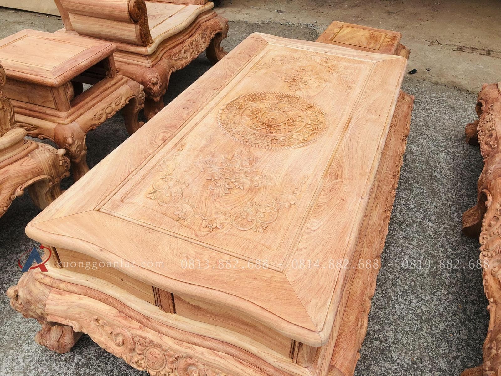 Bản mộc thô bộ hoàng gia 6 món gỗ hương đá cao cấp (Anh Quân, Vũng Tàu) 31 bàn trà hoàng gia gỗ hương đá