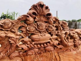 Bản mộc thô bộ hoàng gia 6 món gỗ hương đá cao cấp (Anh Quân, Vũng Tàu) 21 đỉnh chương đục hoa hồng lá tây
