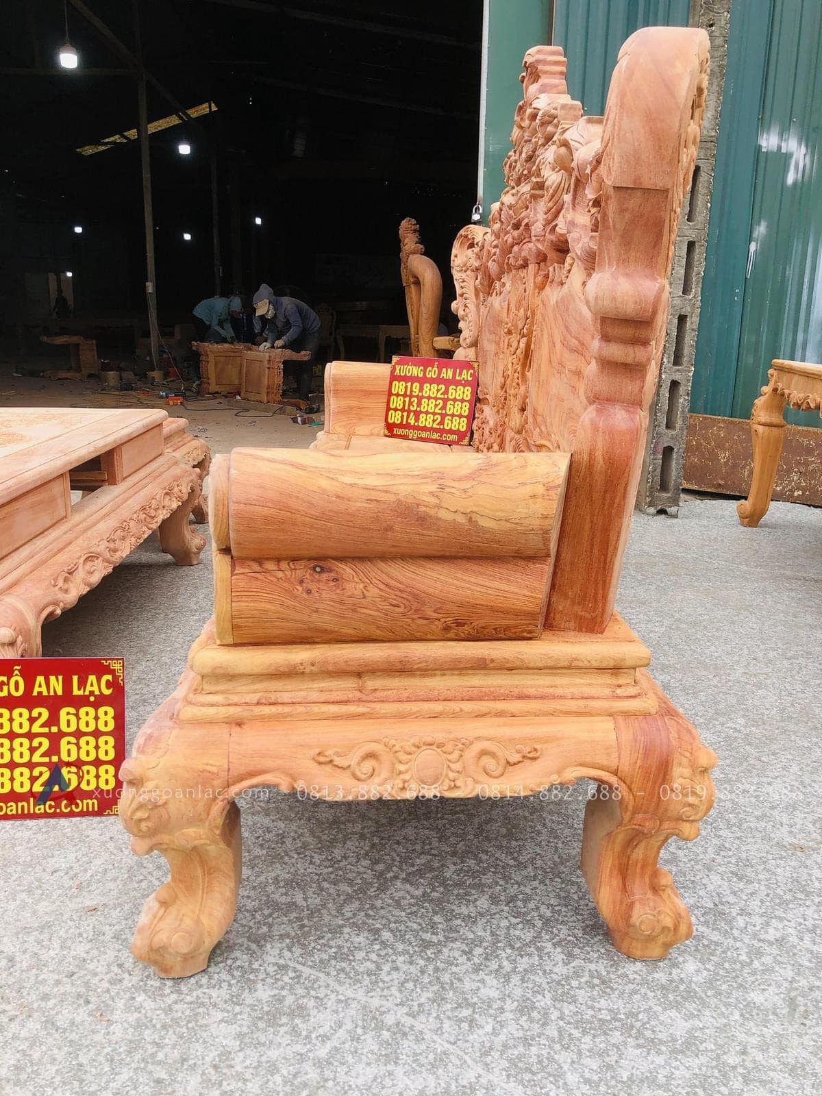 Bản mộc thô bộ hoàng gia 6 món gỗ hương đá cao cấp (Anh Quân, Vũng Tàu) 36 hệ chân ghế 14