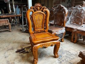 ghế ăn hồng hạt gỗ gõ đỏ