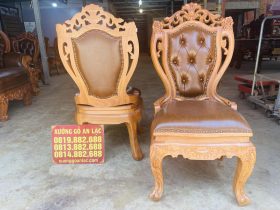 mầu ghế louis hoa lá tây có tay gỗ gõ đỏ bọc đệm cao cấp