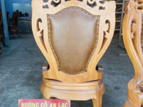 Mẫu ghế louis hoa lá tây có tay gỗ gõ đỏ bọc đệm cao cấp 13 mặt lưng của ghế louis hoàng gia
