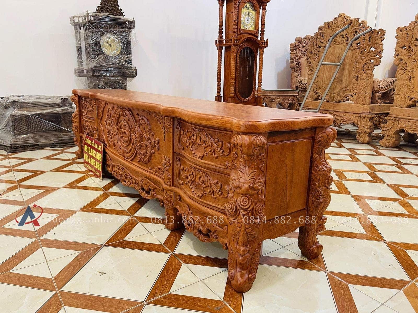 Kệ tivi hoàng gia gỗ hương đá hàng vip (Chị Mai, Hà Nội) 13 mẫu kệ tivi hoàng gia luxury