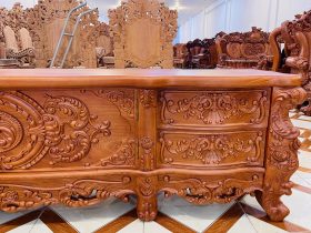 Kệ tivi hoàng gia gỗ hương đá hàng vip (Chị Mai, Hà Nội) 11 kệ tivi chân liền khối đục hoa hồng lá tây
