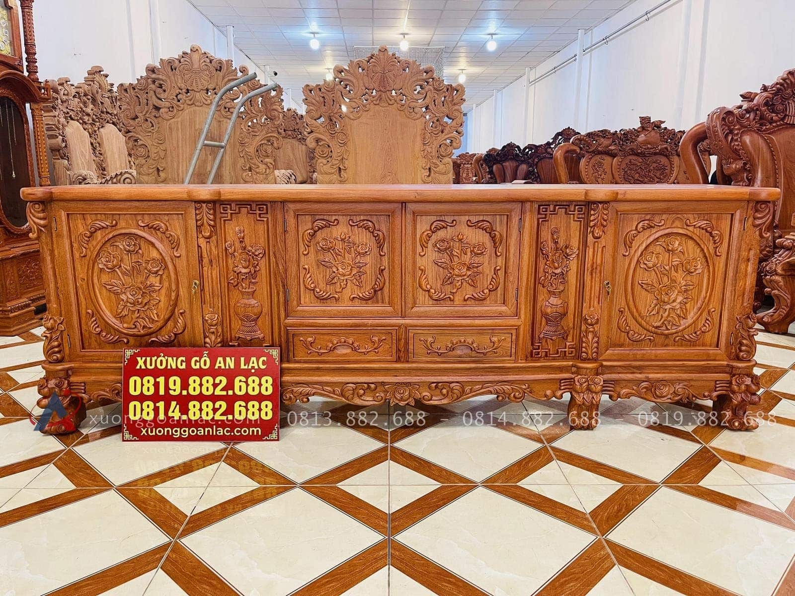 Mẫu kệ tivi hoàng gia hoa hồng gỗ hương đá cao cấp (Chú Hiển, Quảng Ninh) 18 mẫu kệ tivi hoàng gia hoa hồng gỗ hương đá