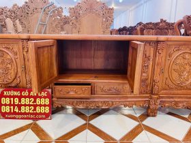 Mẫu kệ tivi hoàng gia hoa hồng gỗ hương đá cao cấp (Chú Hiển, Quảng Ninh) 13 Khoang tủ cánh mở rộng rãi