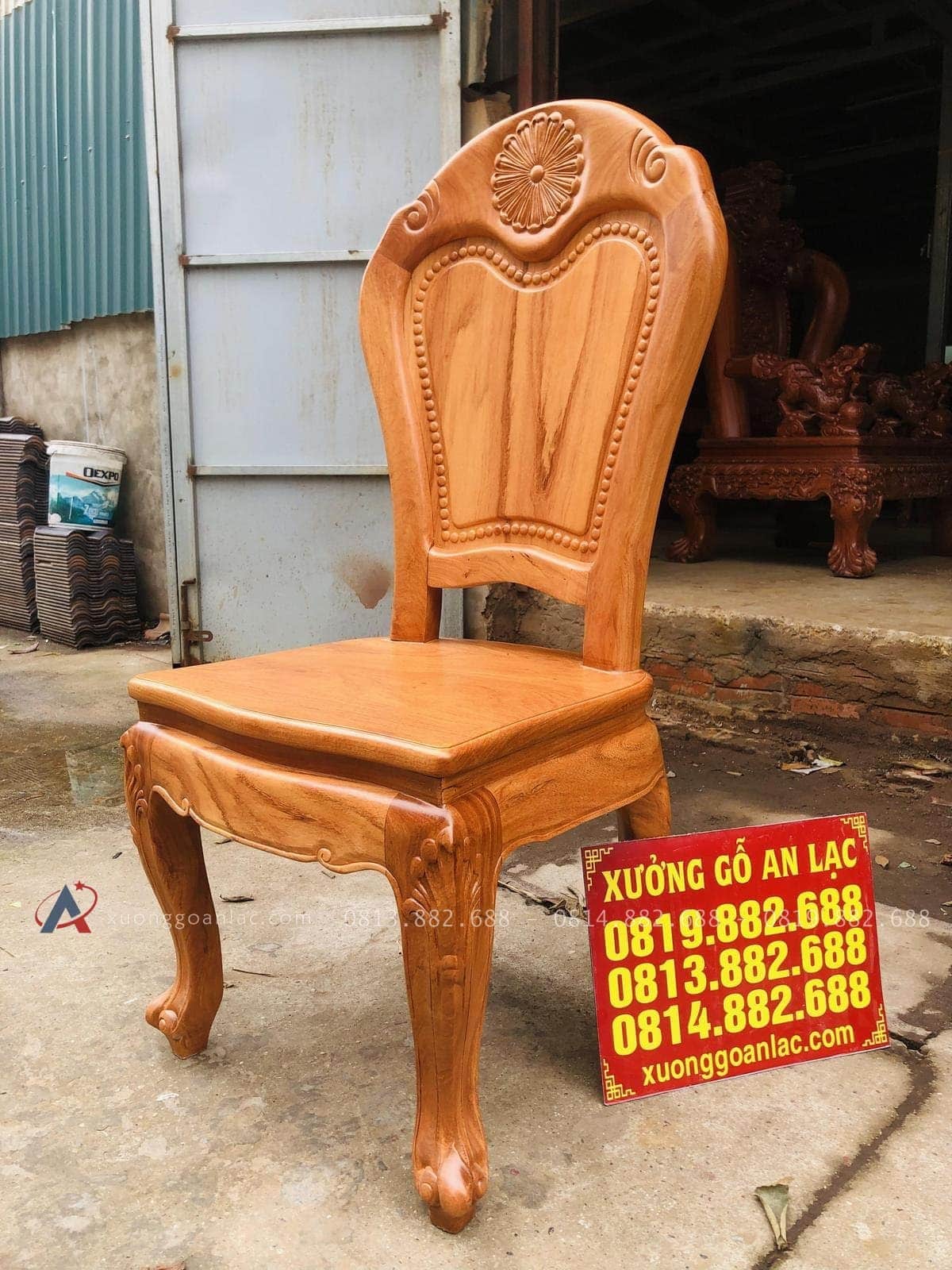 Mẫu ghế ăn hoa cúc cao cấp gỗ gõ đỏ 30 mẫu ghế ăn sau khi phun màu