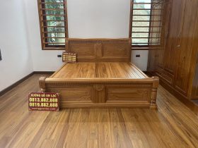 Giường gỗ gõ chữ X dát nan 13 mẫu giường 1m8x2m
