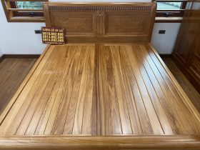 Giường gỗ gõ chữ X dát nan 17 giường ngủ dát ghép thanh