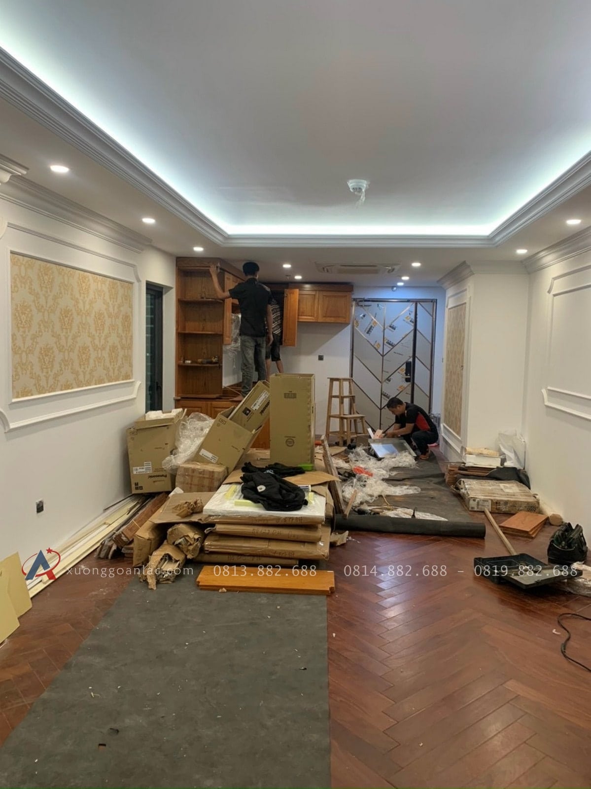 Bàn giao mẫu tủ bếp hiện đại gỗ gõ đỏ (Chị Chi, Phú Thọ) 14 tủ bếp hiện đại